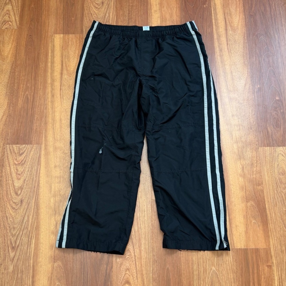 Vintage Y2K Old Navy Black Striped Nylon Track Pants Men's Size Large